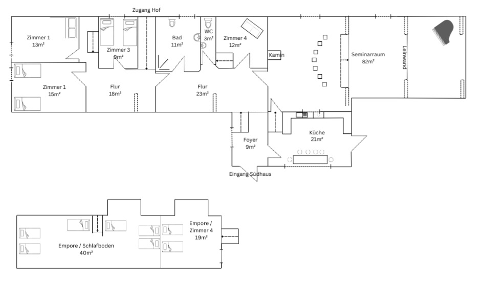 grundriss vom südhaus mit emporen